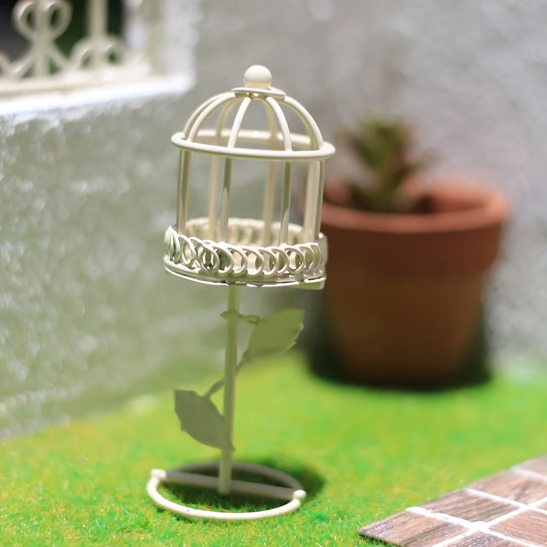 Mini Dollhouse with Bird Cage & Ornament for Christmas Display