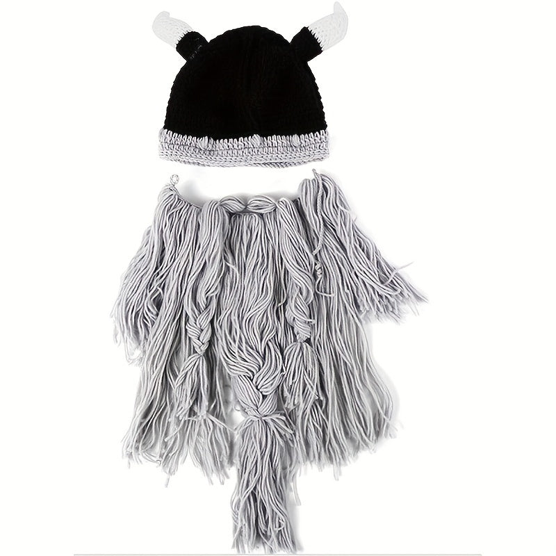 Funny Knitted Beard Hat for Halloween Christmas