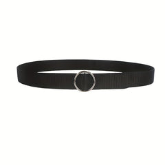 Men's Canvas Belt with Round Buckle - Ideal for Jeans
