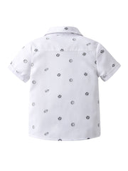 Boys Football Basketball Print Button Lapel Shirts