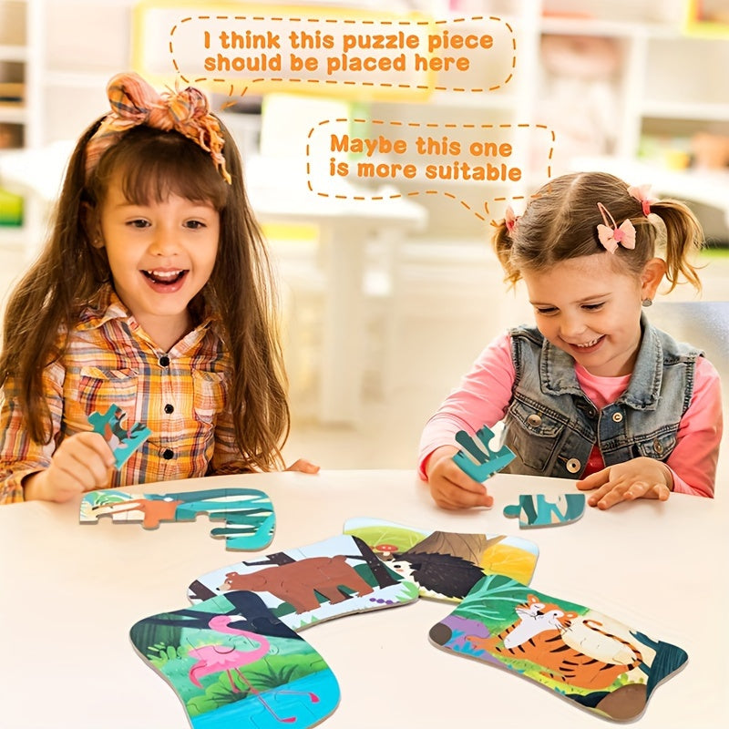 5 in 1 Animal Puzzle Set in Iron Storage Box