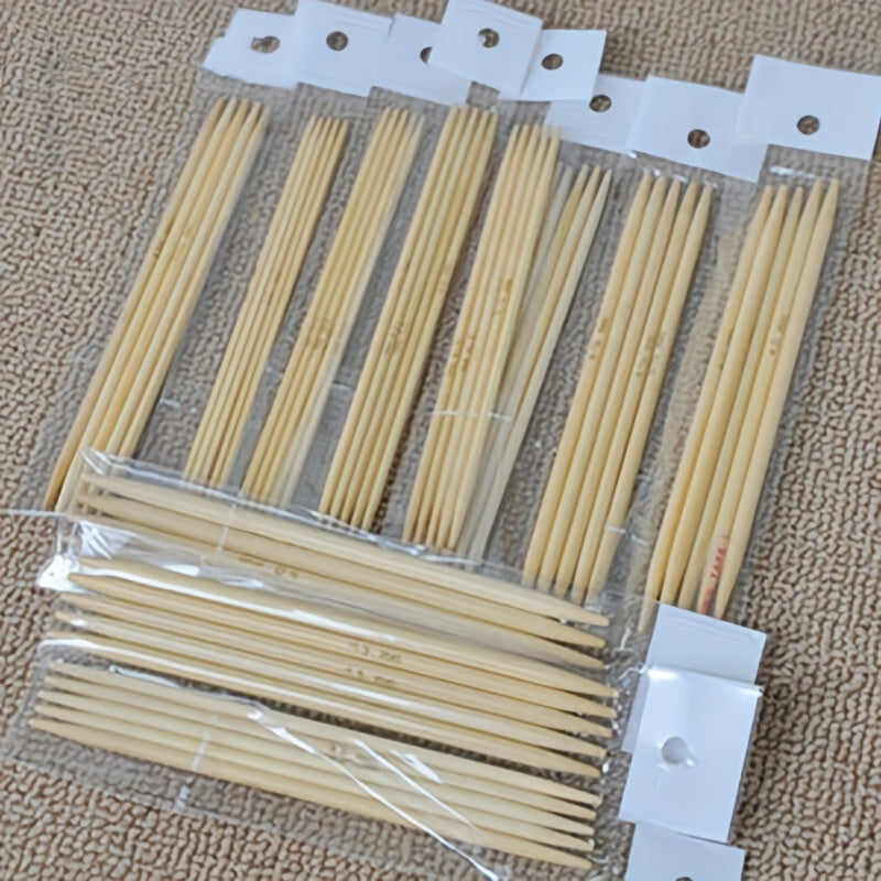 55pcs Double Pointed Carbonized Bamboo Knitting Crochet Needle Set
