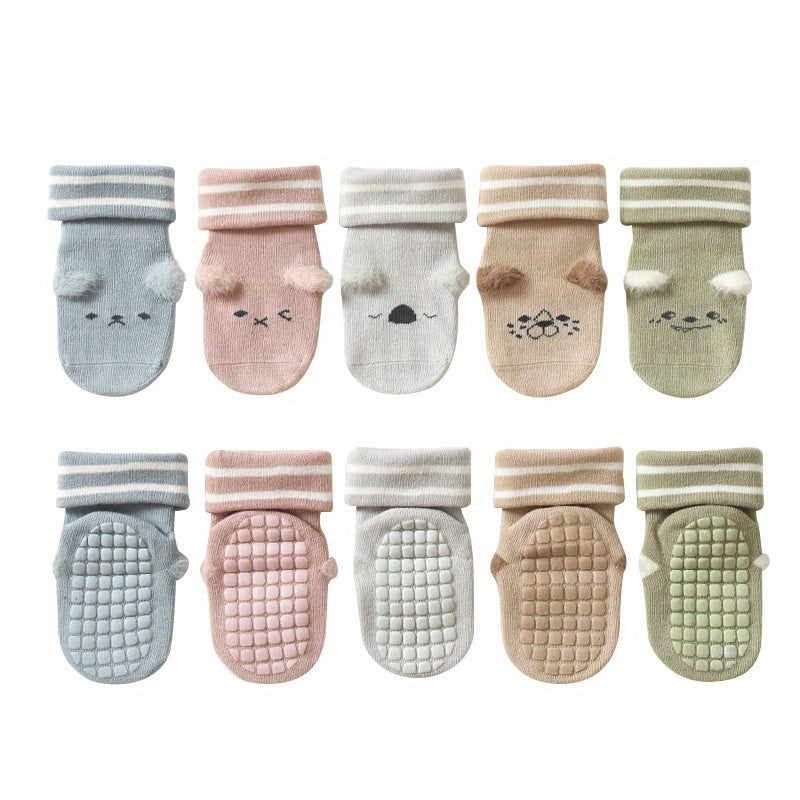 5 Pairs Kids Non-slip Floor Socks Toddler Cartoon Baby Socks
