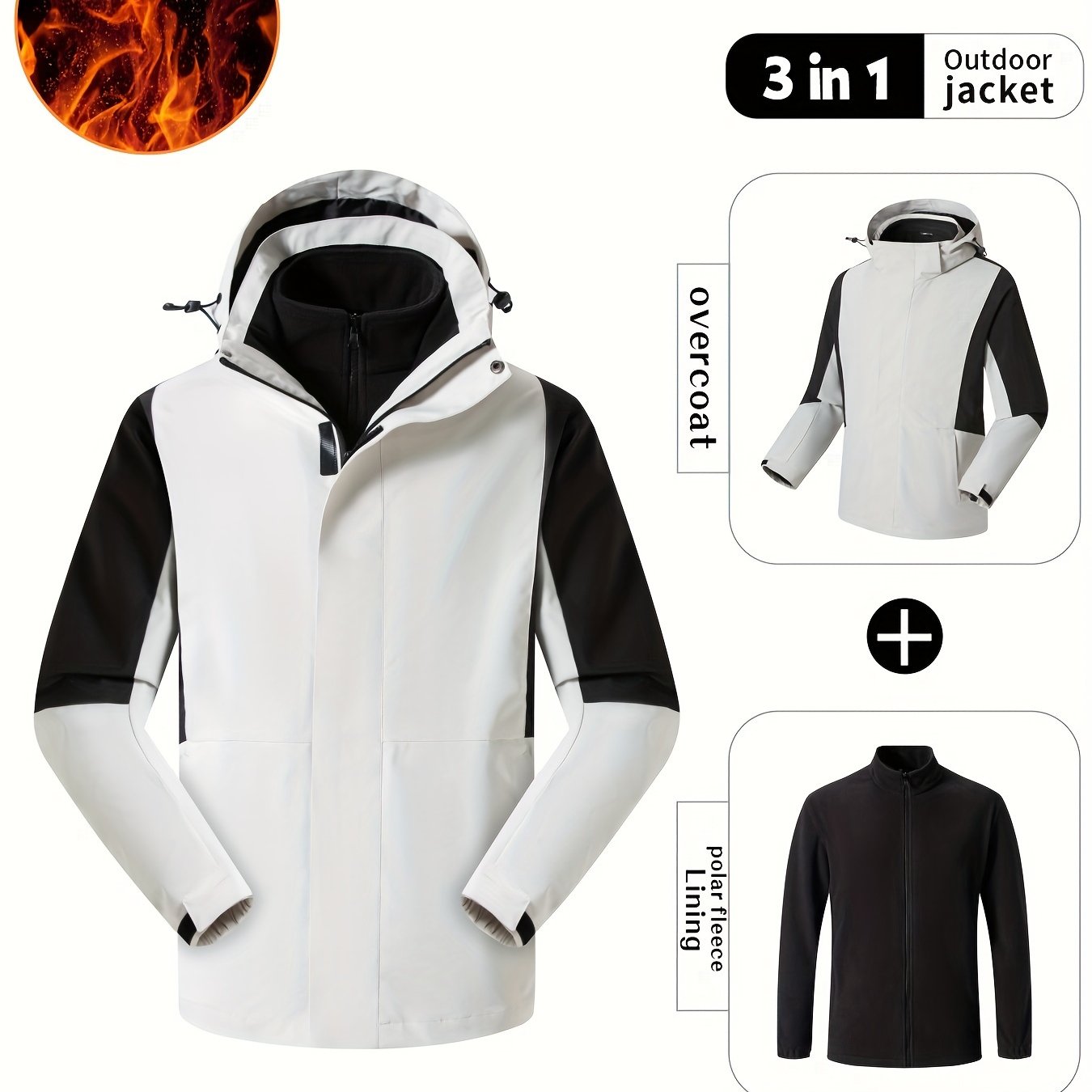 Men's Contrast Hooded Jacket For Spring Fall Winter