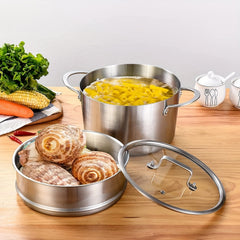 Stainless Steel Induction Pot Glass Lid 22cm 24cm