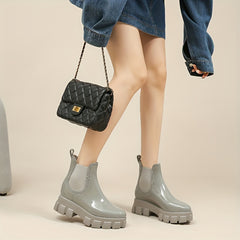 Solid Slip On PVC Rain Boots Water Shoes