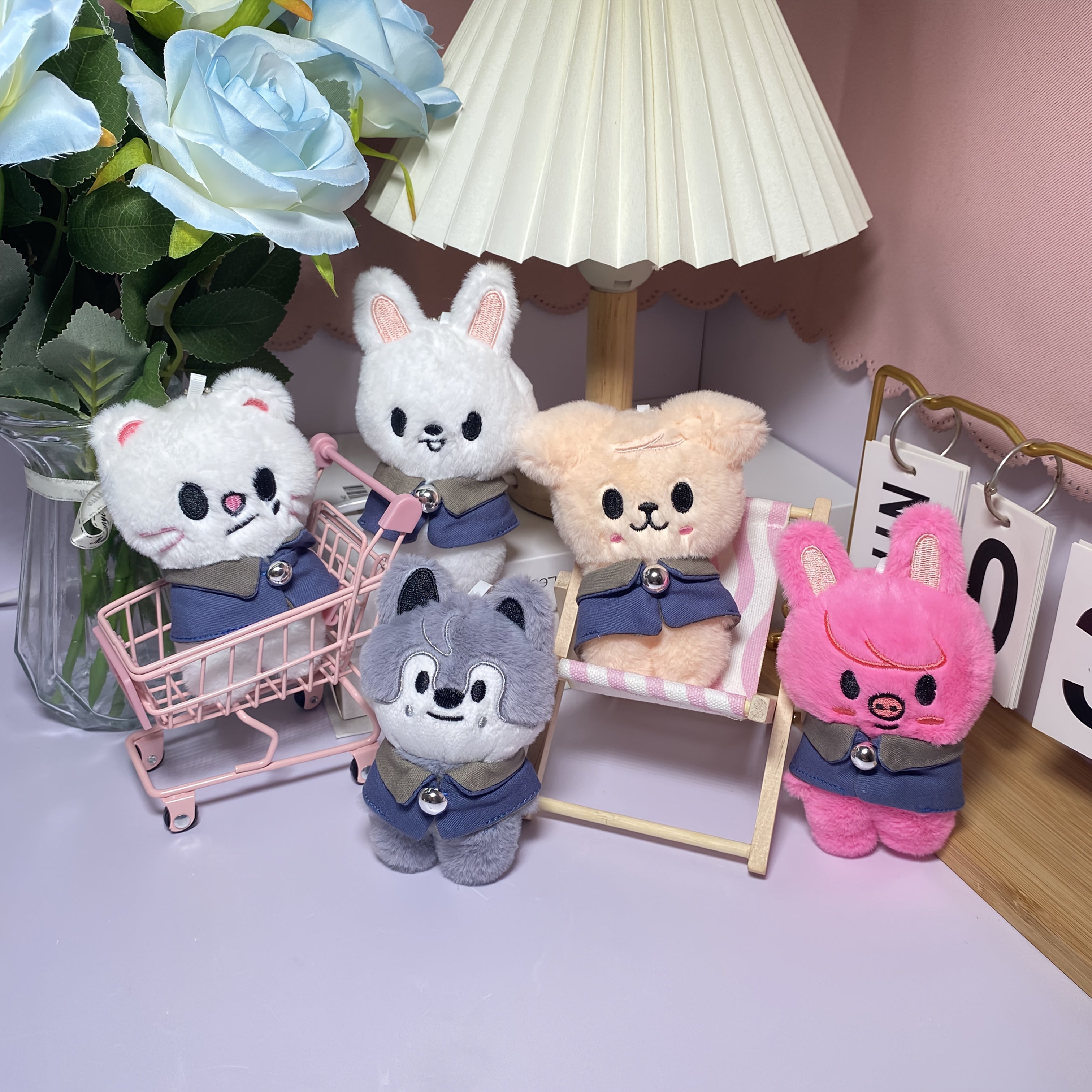 K POP Style Plush Animal Charms 8pcs