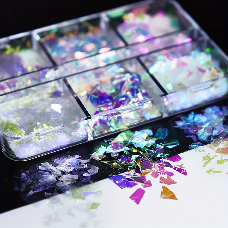 Mermaid Flake Nail Glitter Sequins Iridescent Ice Slag Nail Sticker