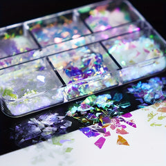 Mermaid Flake Nail Glitter Sequins Iridescent Ice Slag Nail Sticker