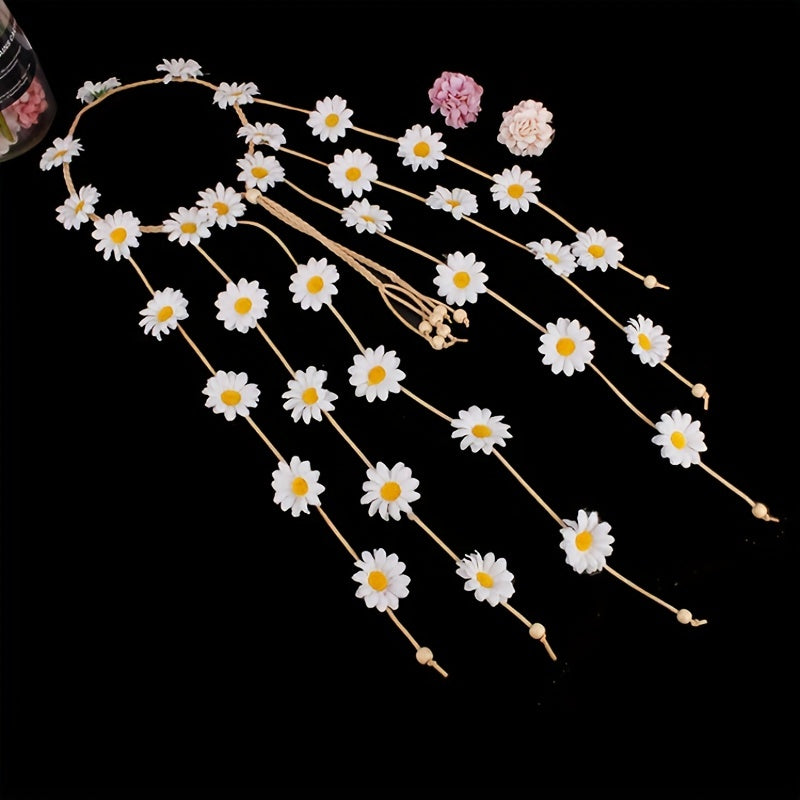 Bohemian Flower Headband with Sunflower Daisy Pendant