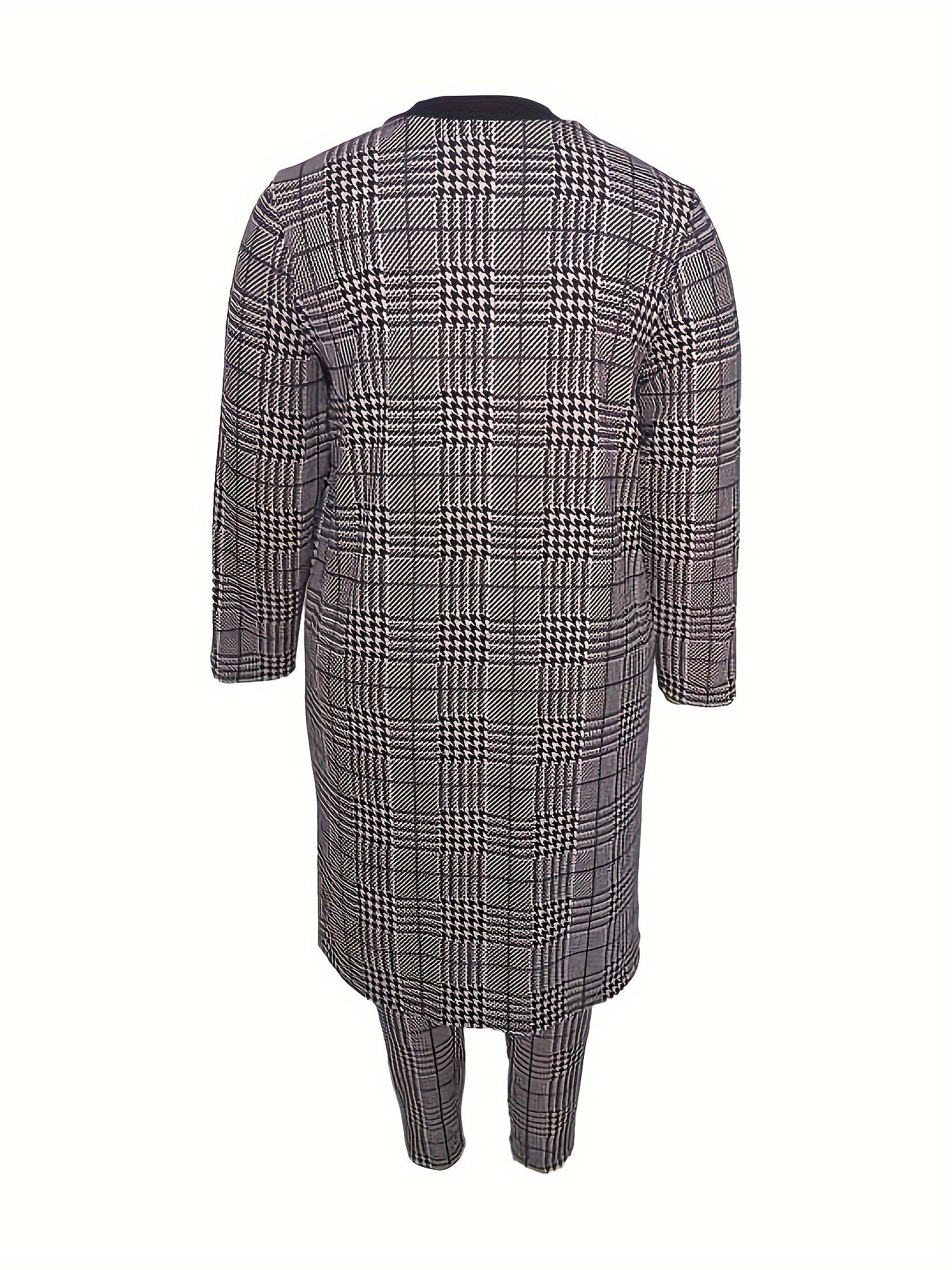 Women's Plus Houndstooth Cardigan & Pants Set