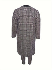 Women's Plus Houndstooth Cardigan & Pants Set