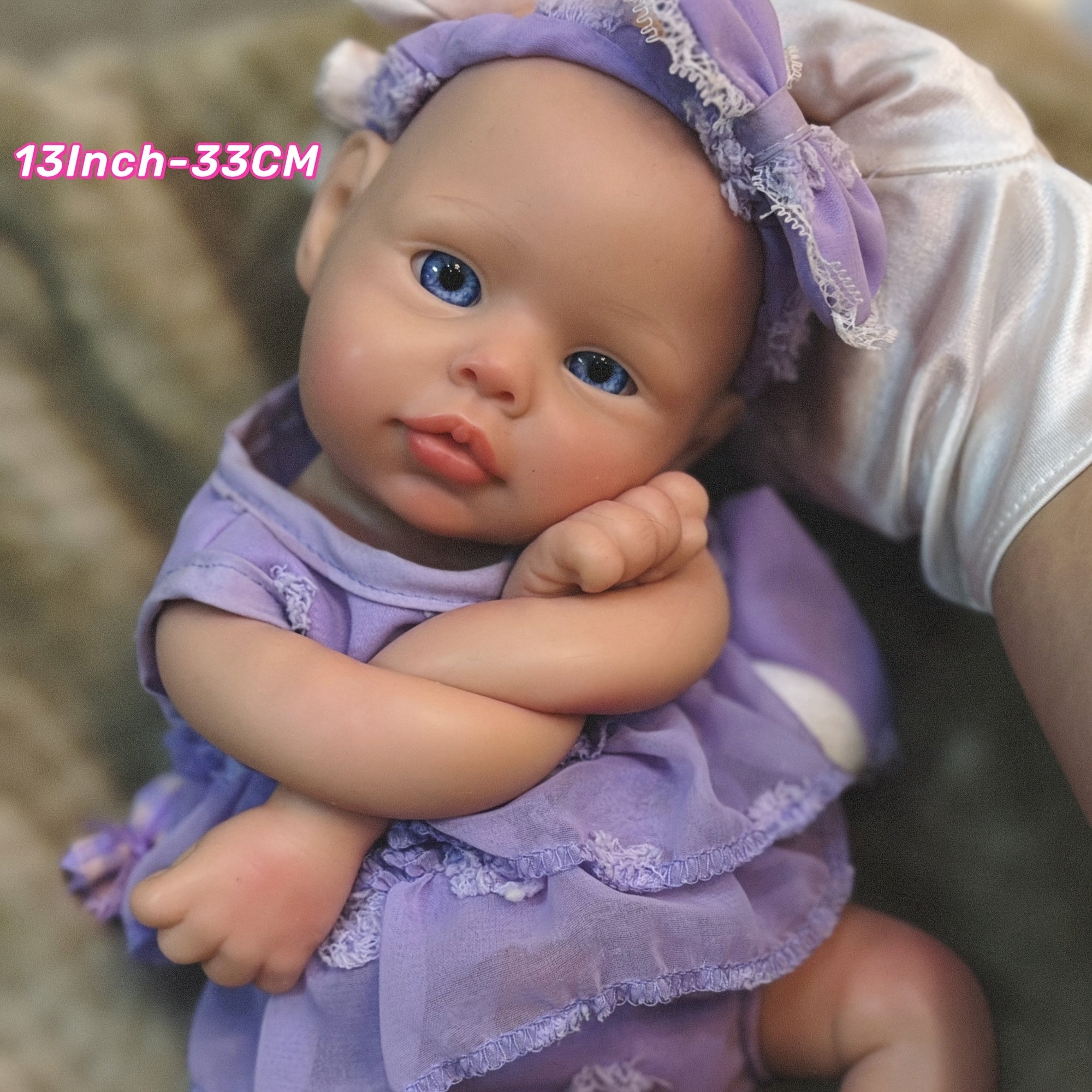 Realistic 13in Open Eyes Reborn Baby Doll Silicone Girl Toy
