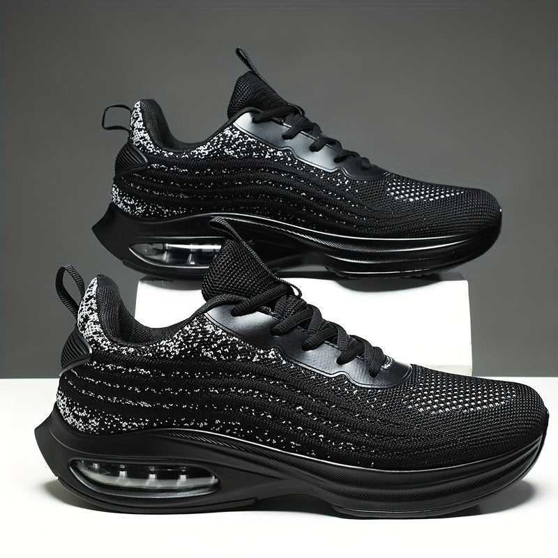 Men's Knit Air Cushioned Lace Up Casual Shoes Lightweight Non Slip Sneaker