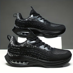 Men's Knit Air Cushioned Lace Up Casual Shoes Lightweight Non Slip Sneaker