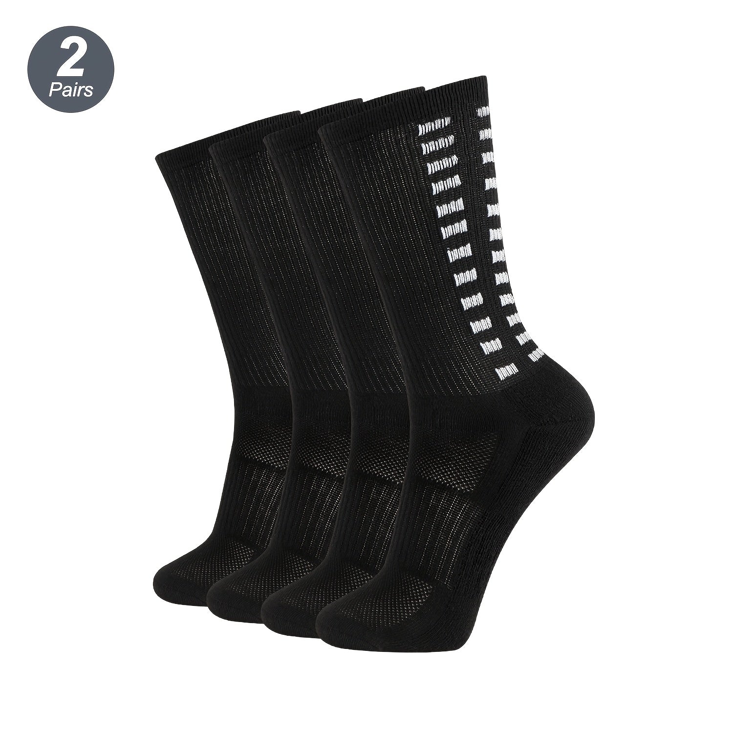 Diabetic Crew Socks (2 Pairs) Polyester Blend Breathable Moisture Wicking