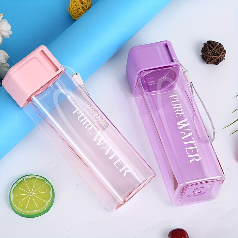 Square Water Cup Portable Leak-proof Plastic Bottle For Outdoor Sports