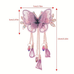 Butterfly & Tassel Hair Clip French Barrette Bridal Wedding Accessory