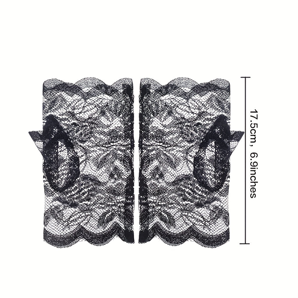 Lace Fingerless Gloves for Women - Breathable Mesh Decorative Gloves