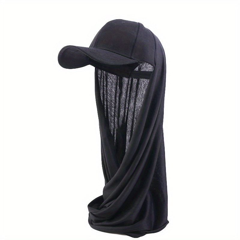 Women Adjustable Baseball Cap With Long Bubble Chiffon Head Wrap Hat And Shawl