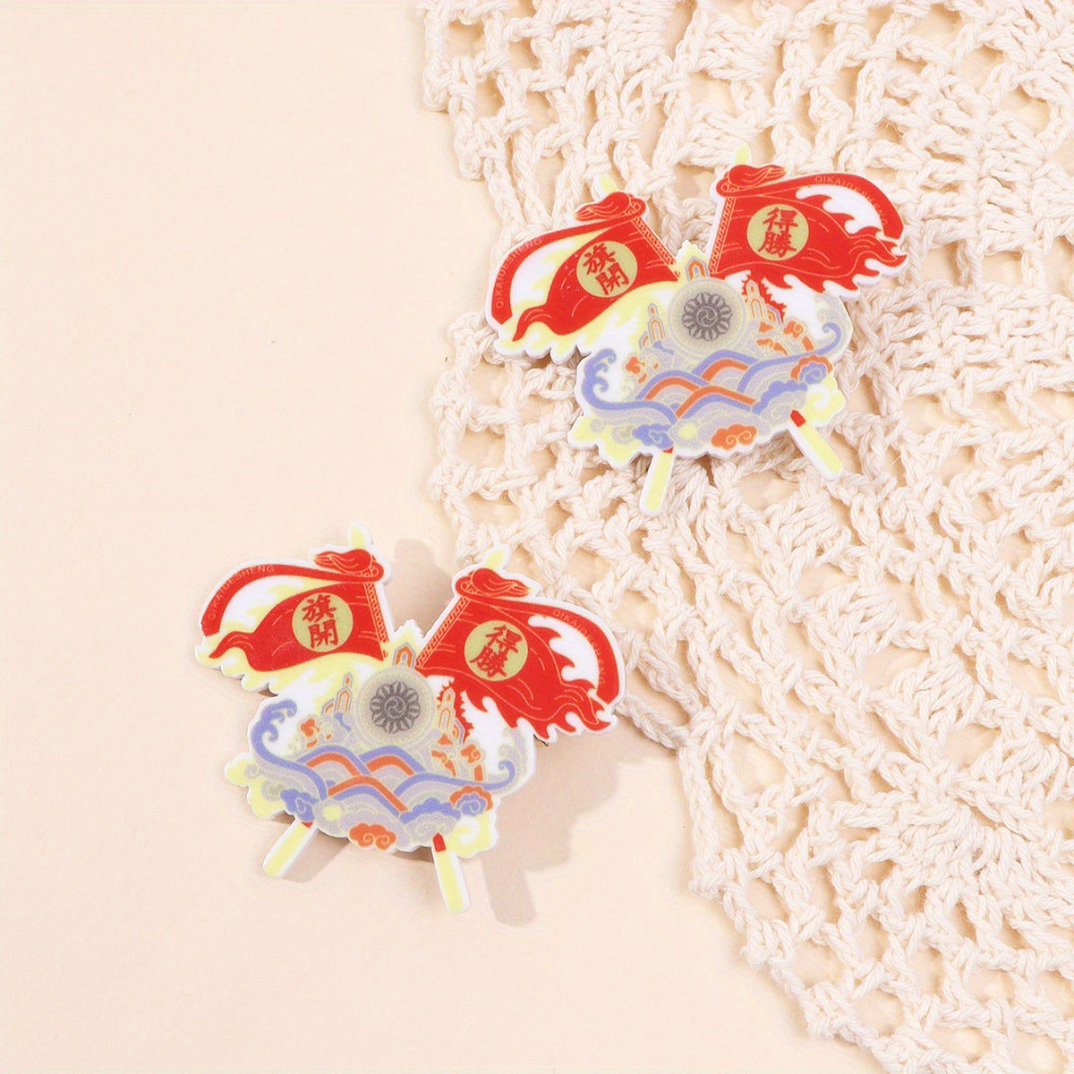 2pcs Chinese Style Good Luck Hair Clip Alloy Duck Billed Clip