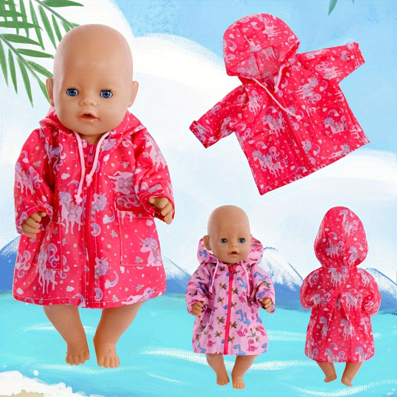 Bright Pink Dinosaur & Red Unicorn Doll Jacket with Zipper Closure