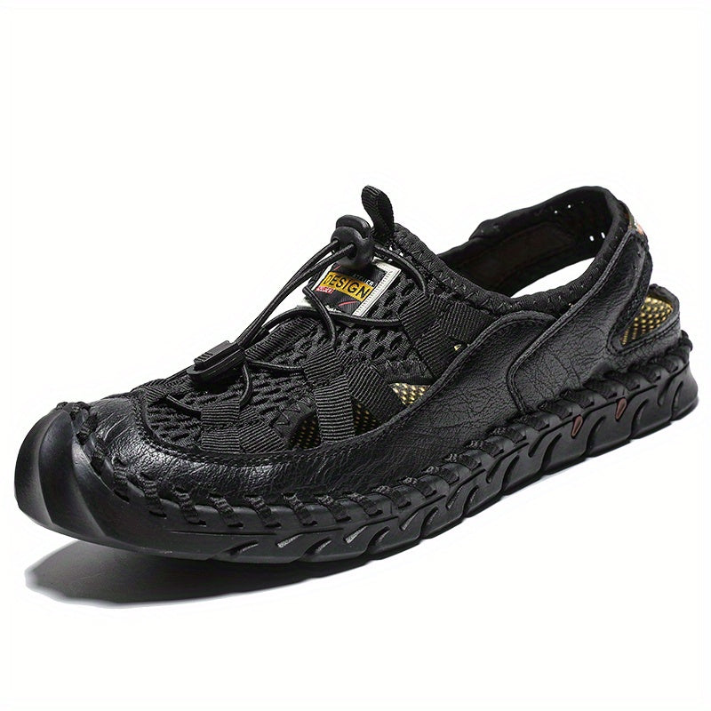 Men's Closed Toe Anti Collision Sandals Stitched Non Slip Beach Shoes