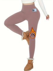 Women's Thermal Fleece Lined High Waist Yoga Leggings With Pocket