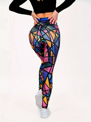 Geometric Print Yoga Pants Slim Fit High Waist Leggings