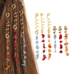 Colorful Stone Hair Jewelry For Braids Tassels Dreadlock Rings