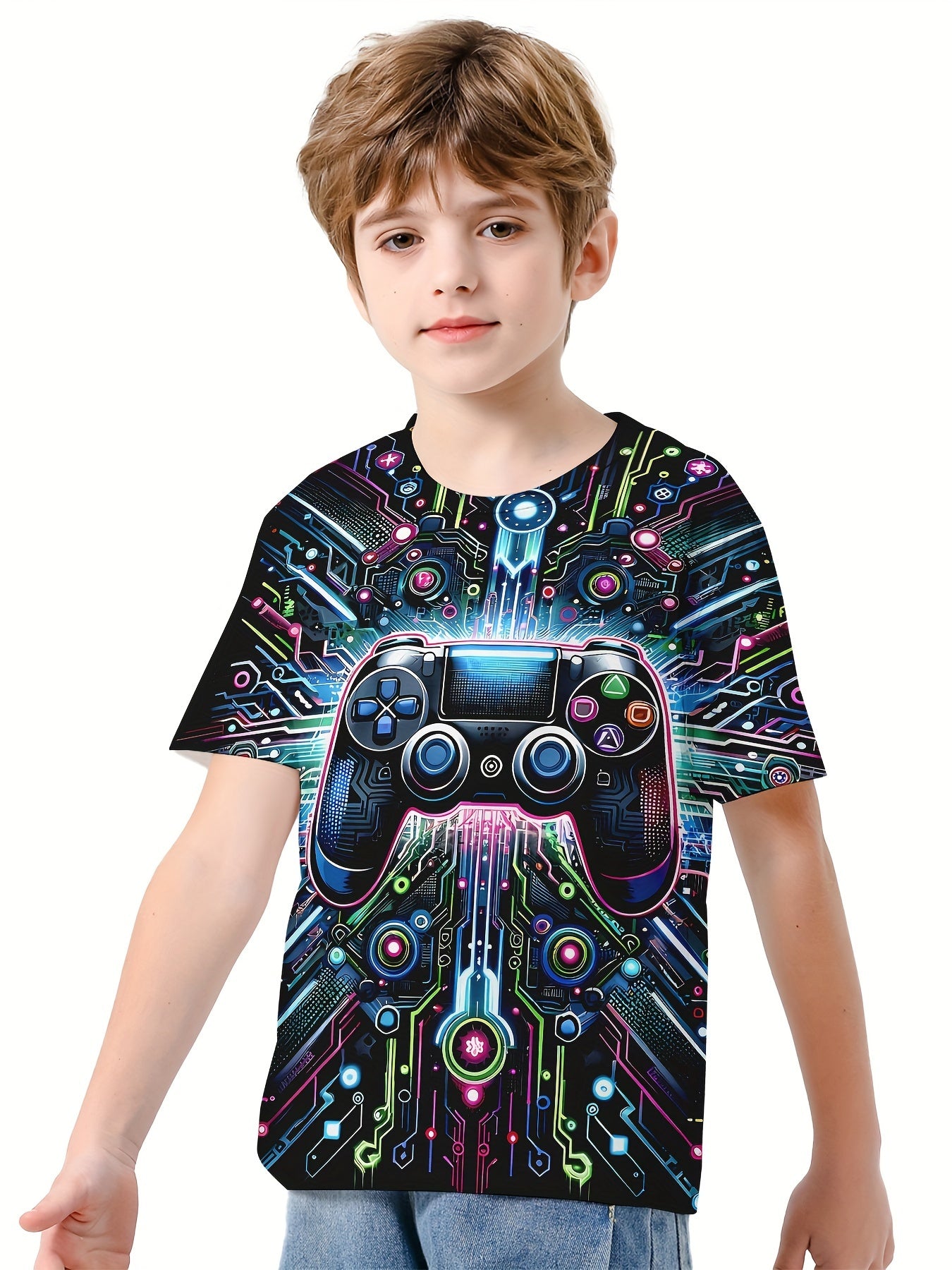Game Controller 3D Print Boy's Casual Tee Short Sleeve