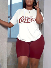 Spring/Summer 2pc Set Graphic Print T-shirt & Slim Shorts Outfit