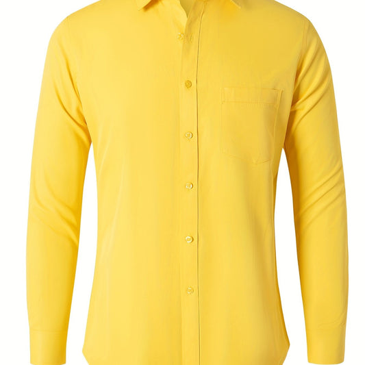 Men's Classic Button Up Shirt with Chest Pocket