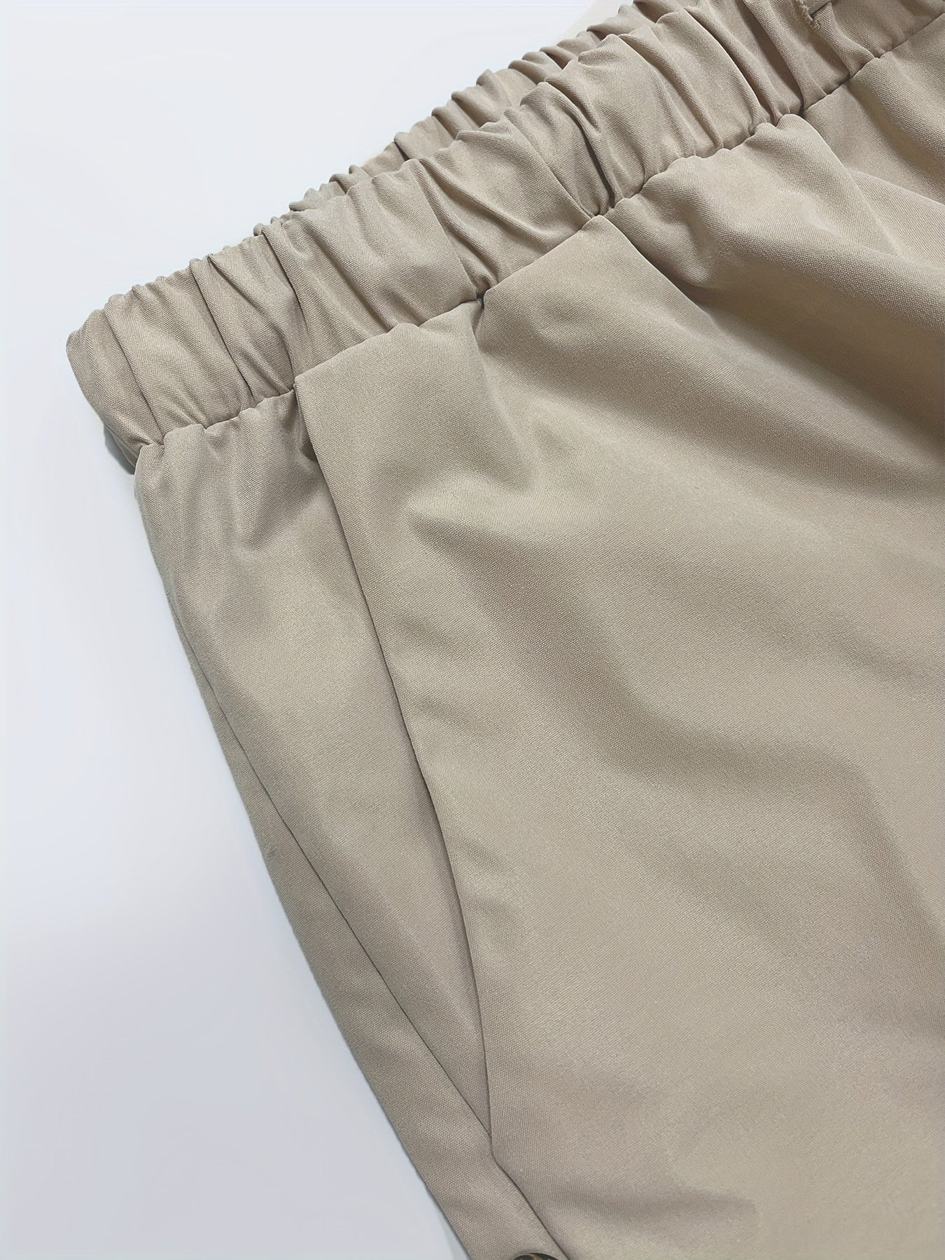  Solid Button Decor High Rise Crop Trousers