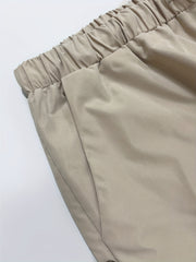  Solid Button Decor High Rise Crop Trousers
