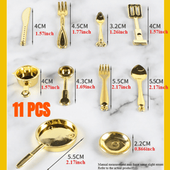 11pcs Mini Spoon Fork Pan DIY Props Food Play Scene Kids Kitchen Utensils Toys
