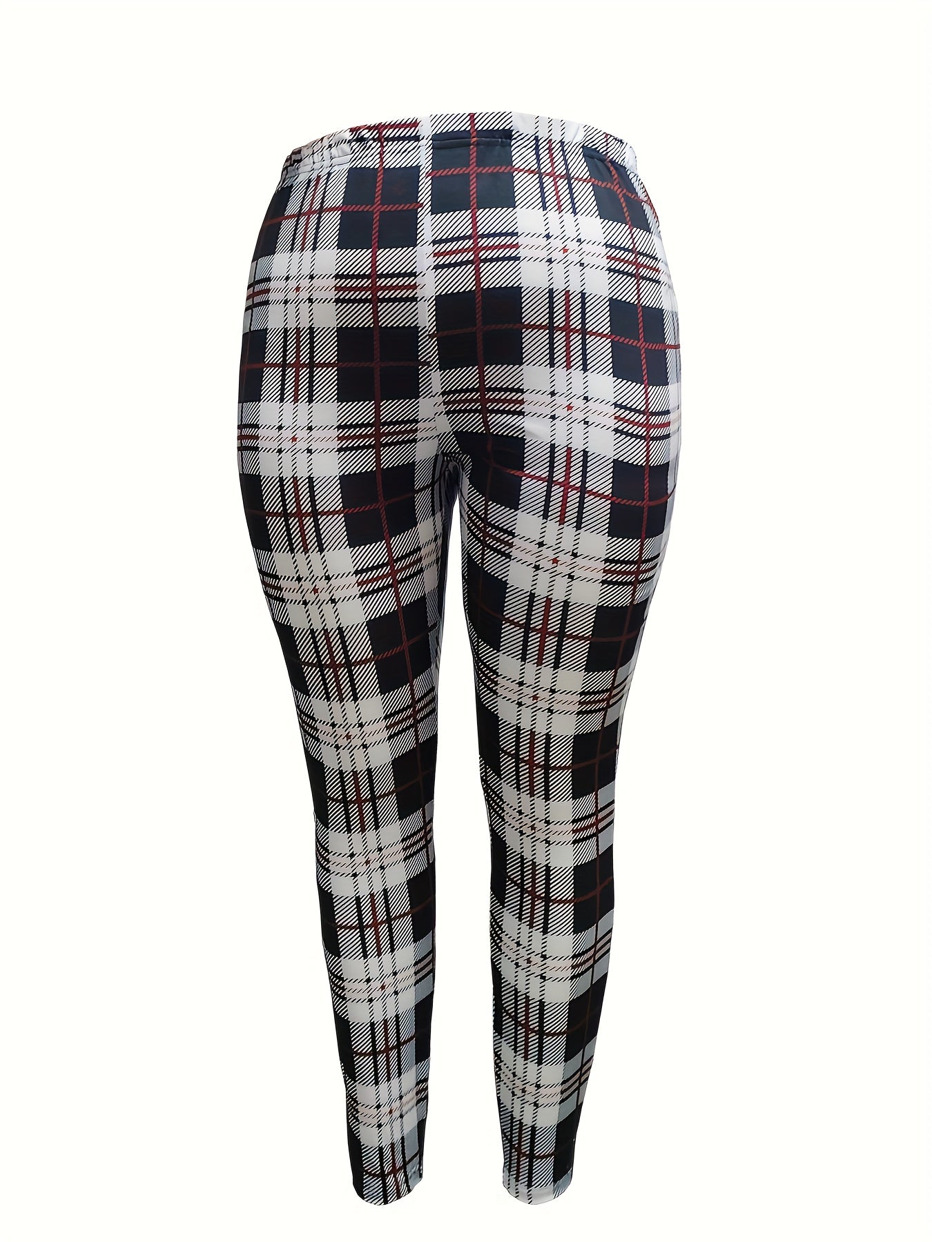  Plaid Print High Rise Stretch Leggings