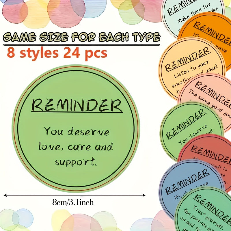 24pcs Mental Health Positive Waterproof Reminder Stickers for Phone/Computer