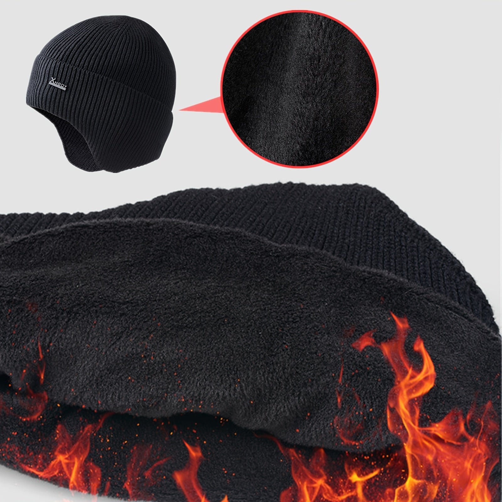 Men's Winter Warm Fleece Knit Wool Ski Hat