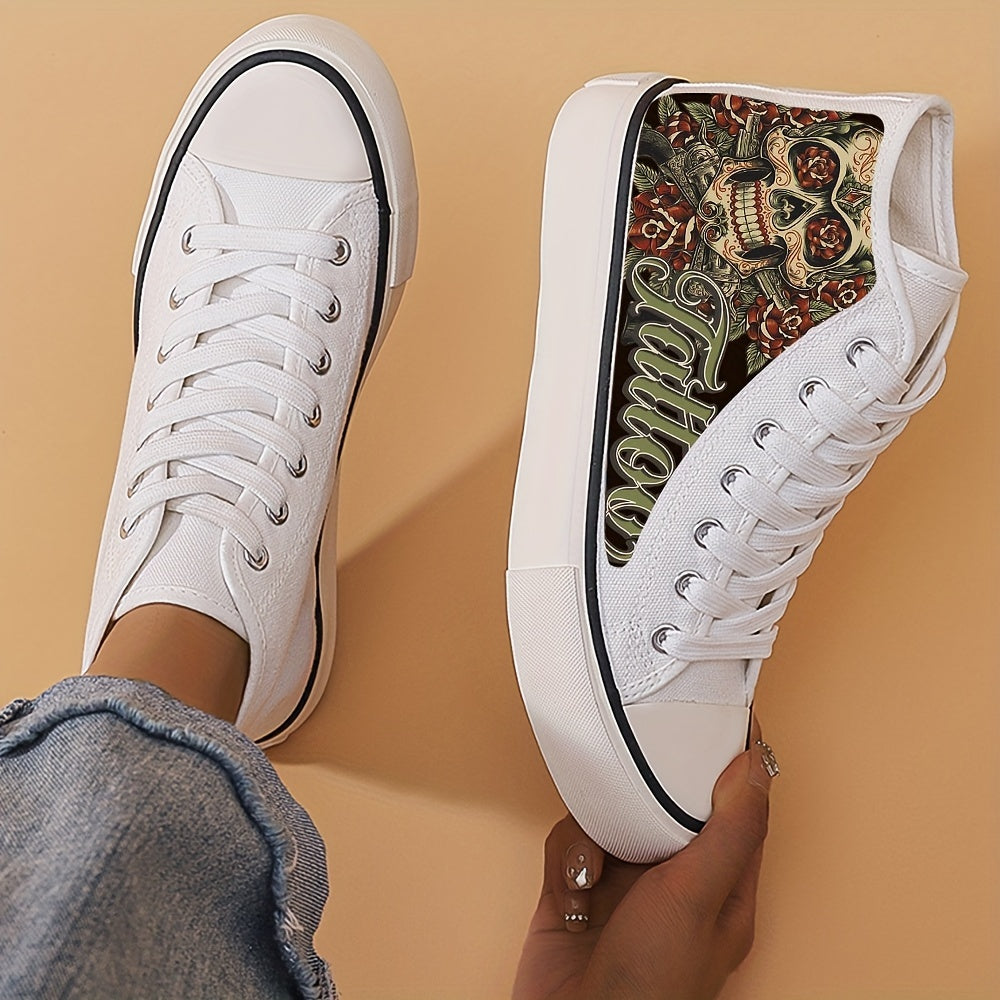 Horror Skull Pattern Lightweight High Top Canvas Sneakers
