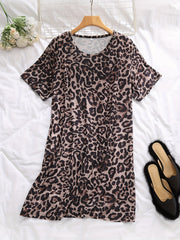  Leopard Print Short Sleeve Nightdress