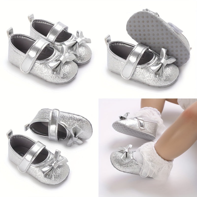 Baby Girls Bowknot Walking Shoes Non Slip Soft Flat Sole Shoes