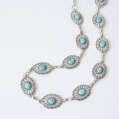 Turquoise Chain Belt Women's Metal Waist Belt for Dresses Western Style
