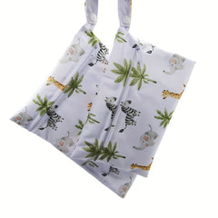 2pcs Animals Prints Beach Diaper Cloth Nappy Laundry Swimmer Wet Dry Pouch