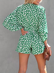  Polka Dot Striped Romper with Deep V Neck