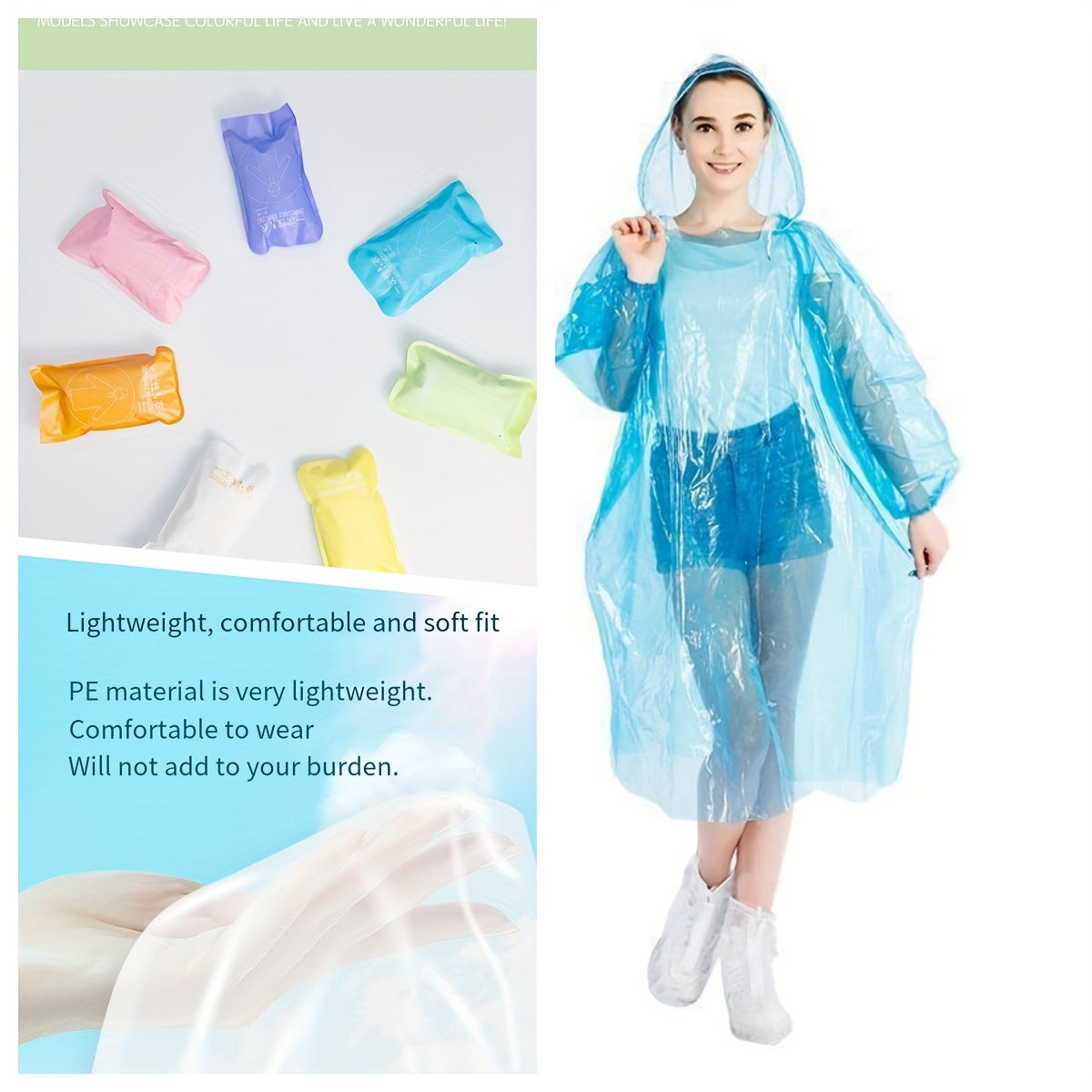 7pcs Portable Disposable Raincoats for Outdoor