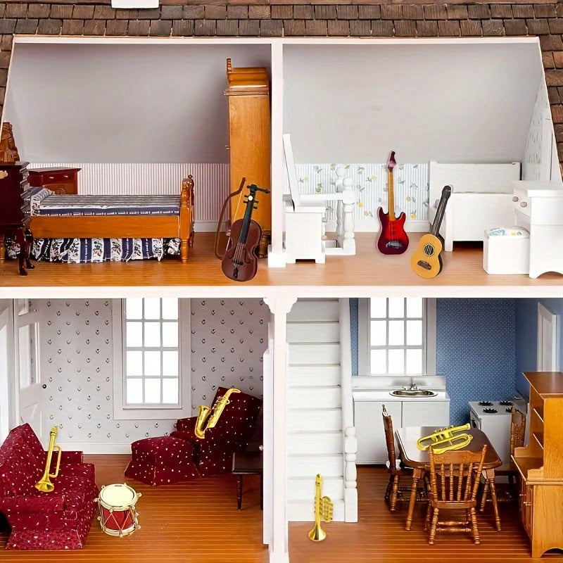 11pcs Musical Instruments Set 1 12 Scale Piano Guitar Violin & Saxophone Models