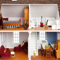 11pcs Musical Instruments Set 1 12 Scale Piano Guitar Violin & Saxophone Models