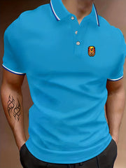 Men's Pumpkin Polo Shirt Stretch Button Up Short Sleeve