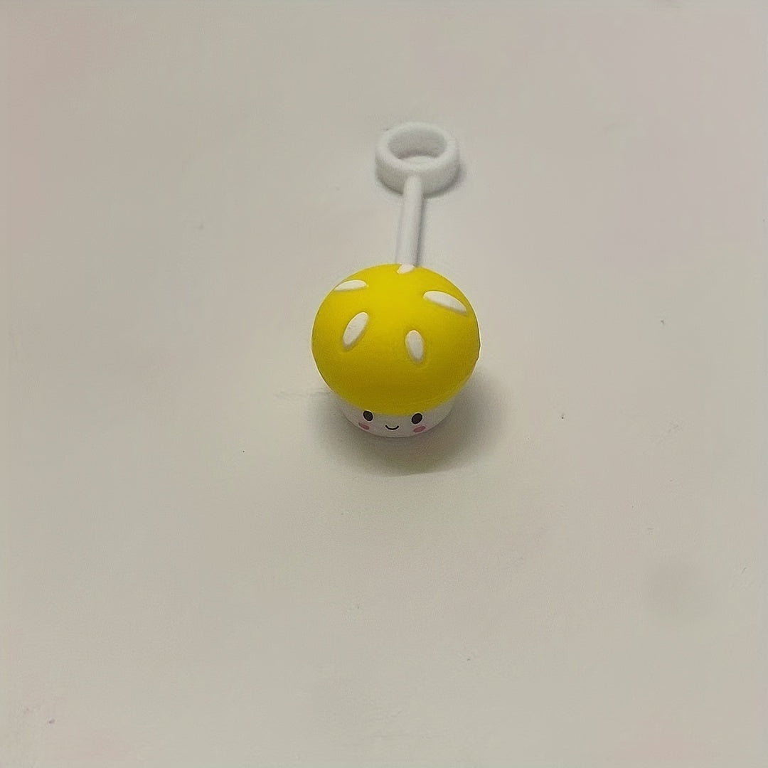 Mushroom Shaped Straw Tip Cover Reusable Silicone Lid